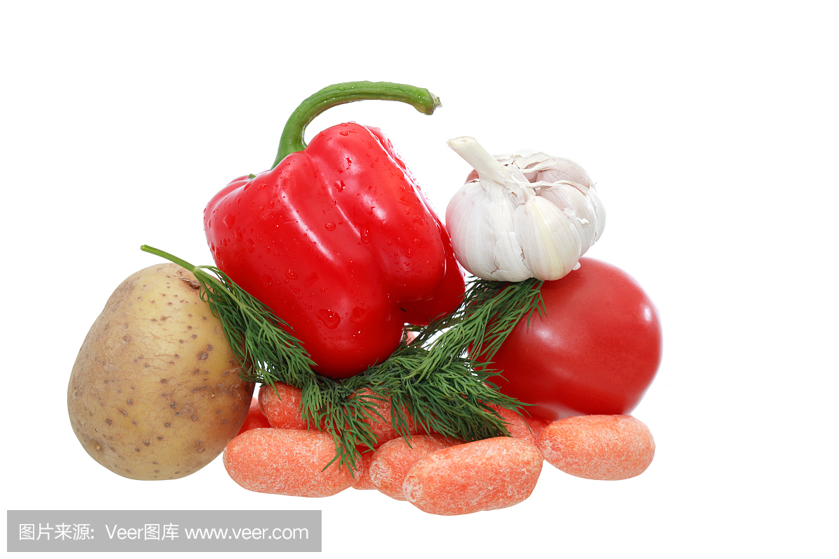 蔬菜在白