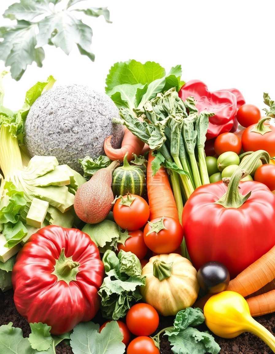 蔬菜拼贴。菜园产品。健康饮食。园艺背景